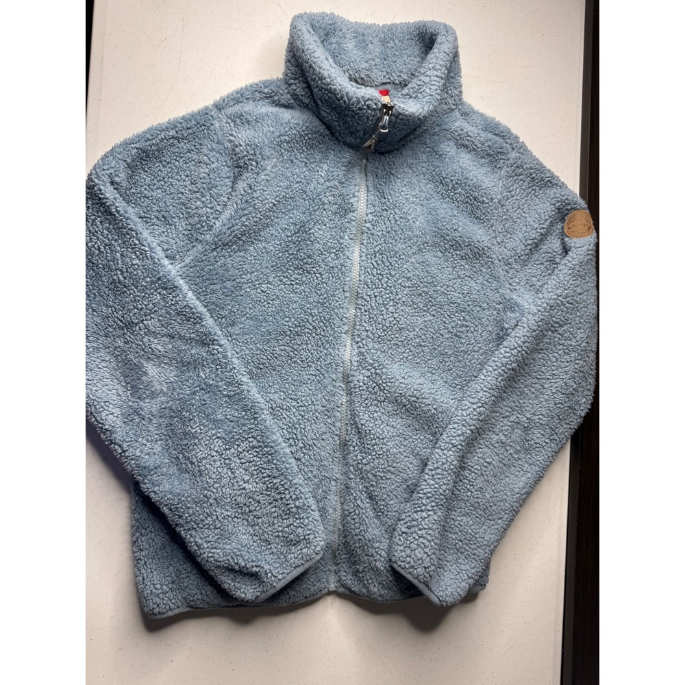 Gerry Womens Blue Sherpa Fleece Full Zip Jacket Teddy High Pile Small